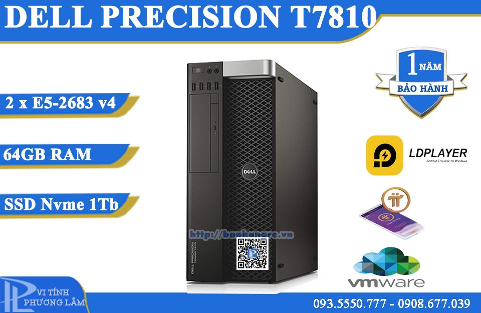 Máy Trạm Dell Precision T7810 / Dual Xeon E5-2686 V4 (2.3Ghz / 72 Luồng) / DDR4 128Gb / SSD NVme 1TB / Quadro K2200 (4GB)